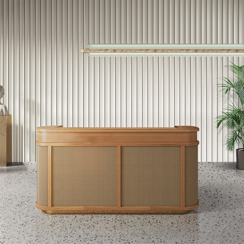 Millwood Pines Chidimma Rectangle Laminate Reception Desk with Filing